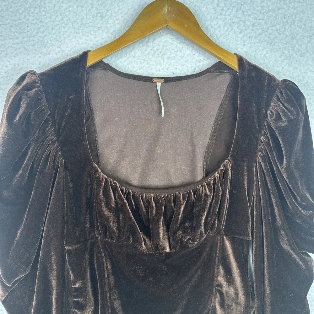 Free People Hold Me Up Cropped Velvet Top Womens‎ Small Cottagecore Romantic